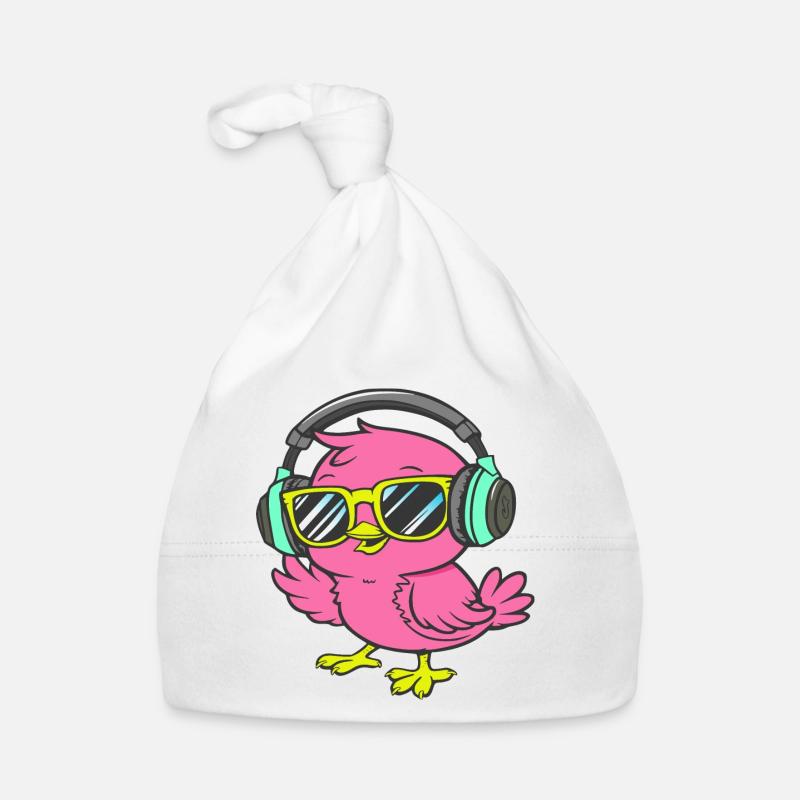 Poussin cool avec lunettes de soleil et écouteurs Bonnet bio Bébé