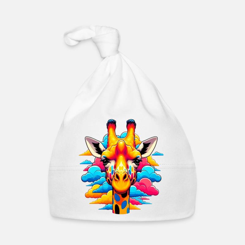 Giraffe with head in cloud clouds Organic Baby Cap