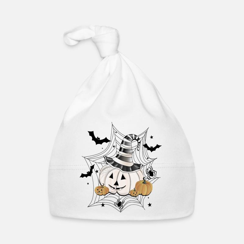 Pumpkin with witch hat Organic Baby Cap