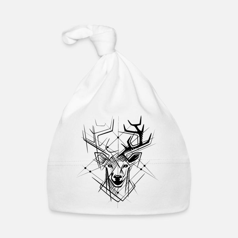 Geometric Reindeer Head – Drawn Wild Animal Organic Baby Cap