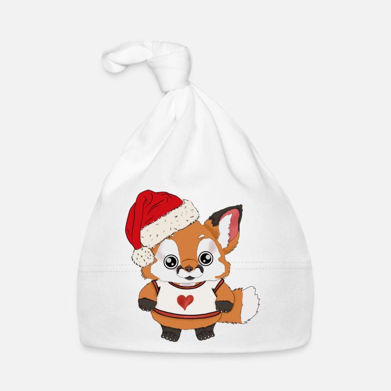 Bébé renard avec chapeau de Père Noël Bonnet bio Bébé