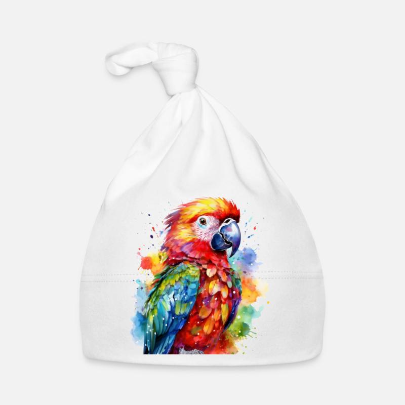 Perroquet coloré - Bonnet bio Bébé - blanc