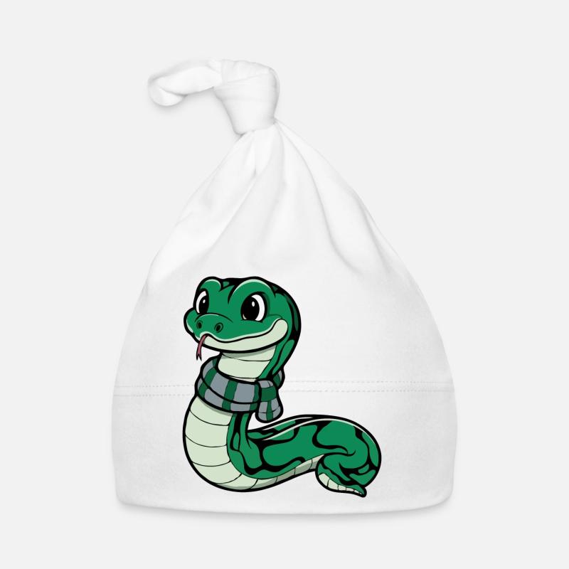Serpent vert mignon avec écharpe Bonnet bio Bébé