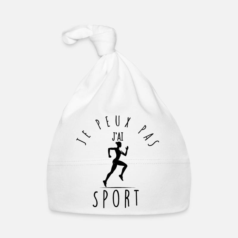 Je peux pas, j'ai sport. - Bonnet bio Bébé - blanc