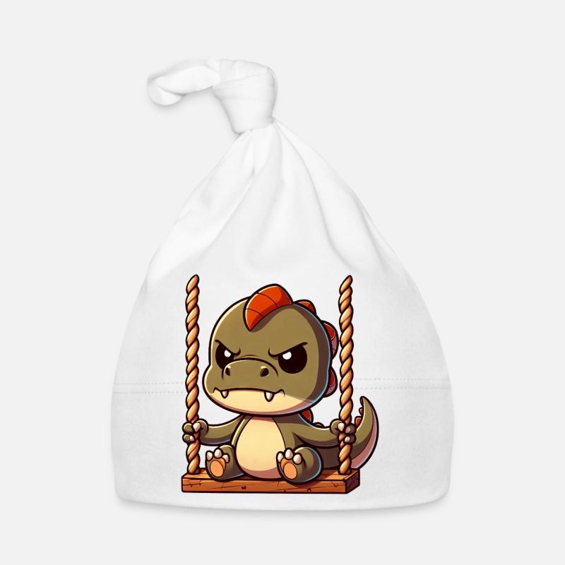 Grumpy T-Rex on swing annoyed offended Organic Baby Cap
