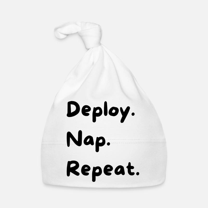 Deploy. Nap. Repeat. - Organic Baby Cap - white