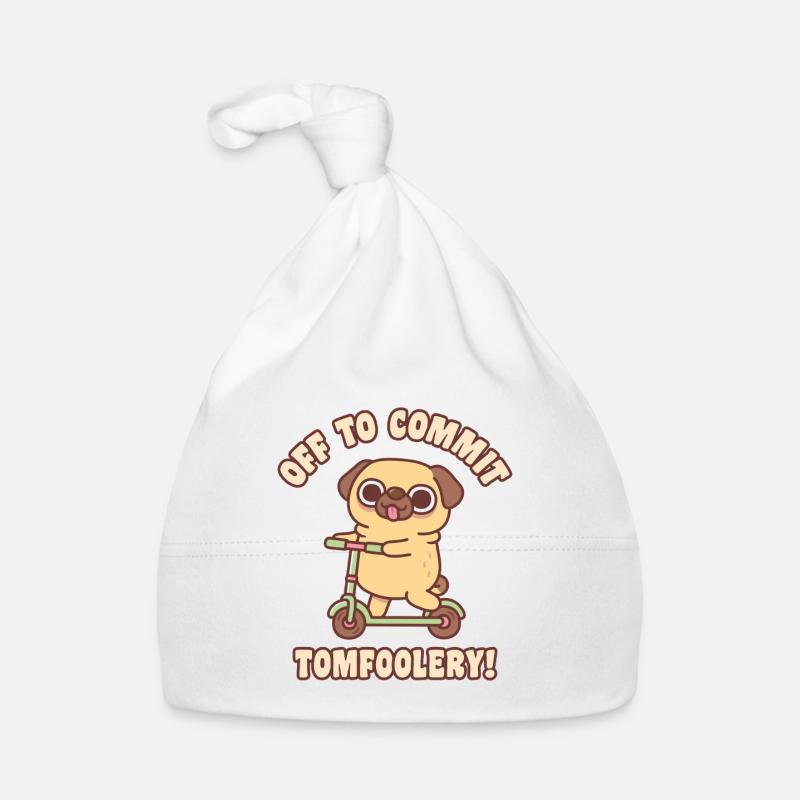Cute Pug On Kick Scooter Off To Commit Tomfoolery Organic Baby Cap