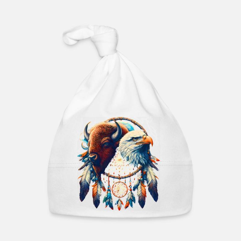 Falke und ätherisches Büffel-Mandala Baby Bio-Mütze