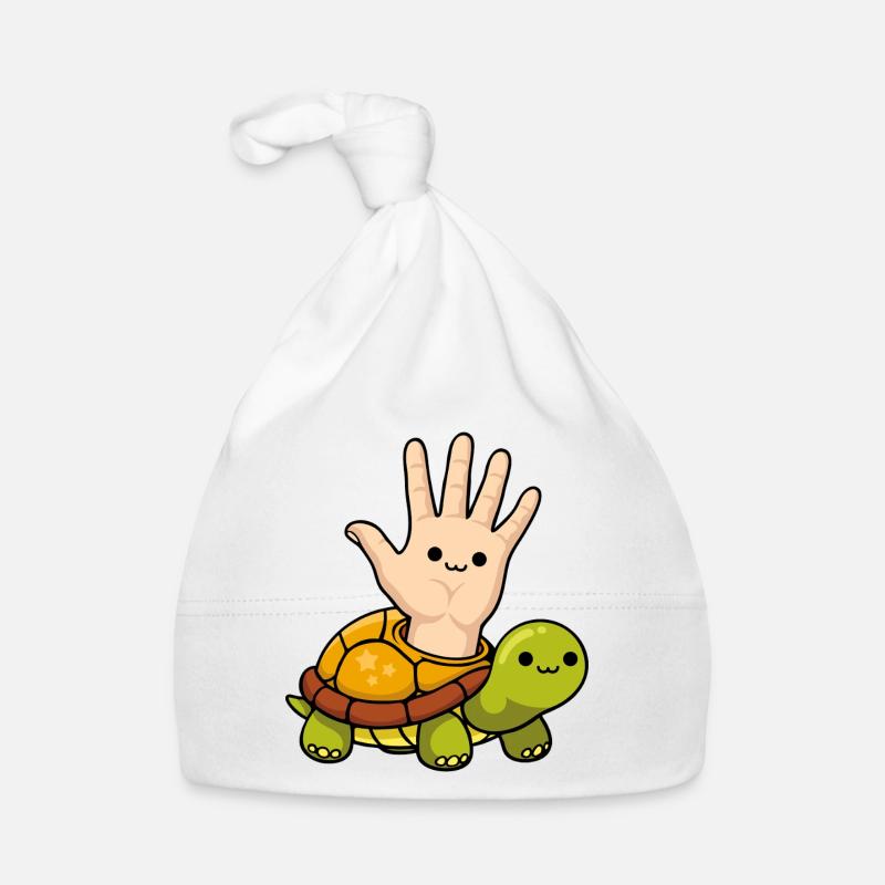 Playful Left Handed Turtle Cartoon Design Organic Baby Cap