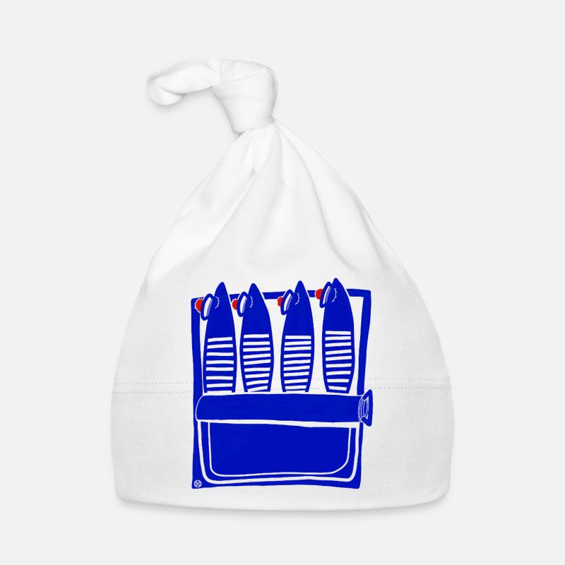 Sardines endormies, design mignon français - Bonnet bio Bébé - blanc
