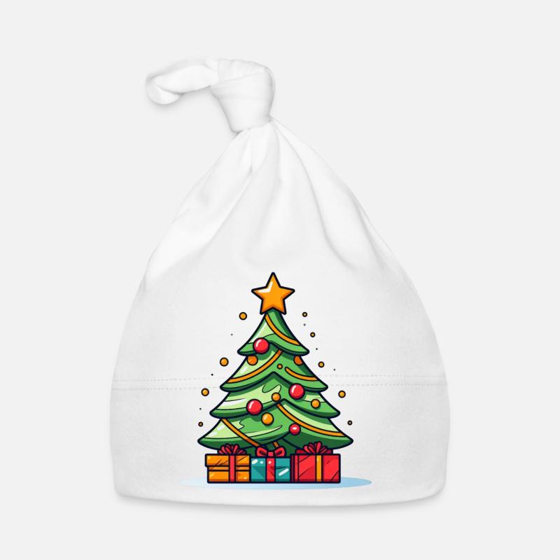 Vibrant Christmas Tree with Gift Splendor Organic Baby Cap
