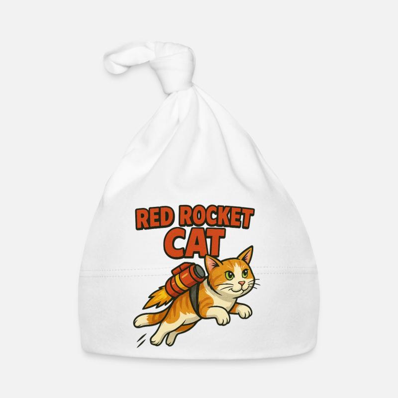 red rocket cat Logo Baby Bio-Mütze