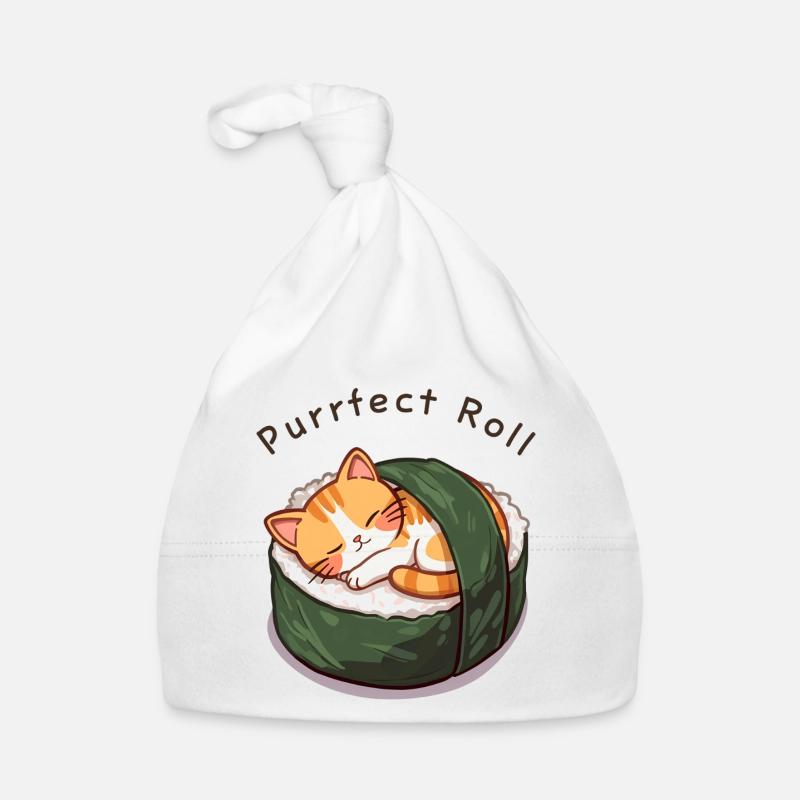 Purrfect Roll – Anime Cat Sushi Organic Baby Cap