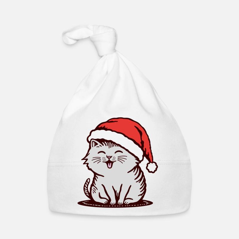 Chat au chapeau de Père Noël Bonnet bio Bébé