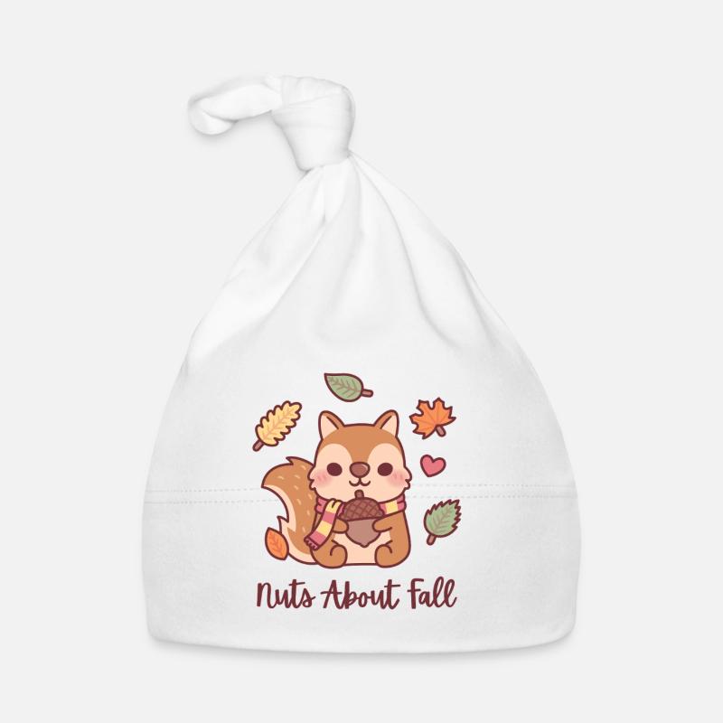 Cute Squirrel With Acorn Nuts About Fall Funny  Organic Baby Cap