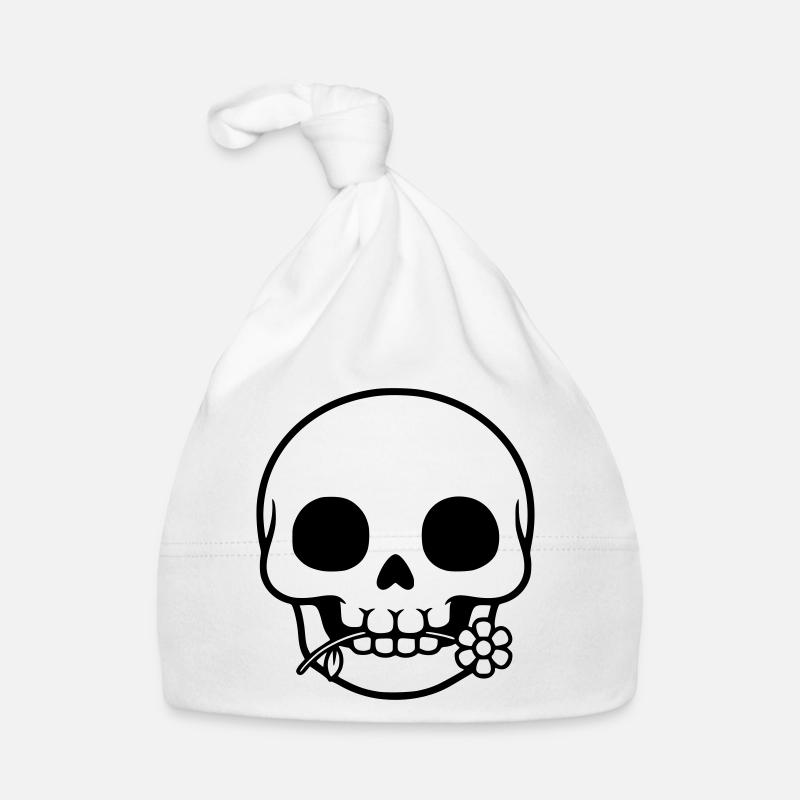 Totenkopf mit Blume | Leben & Tod Symbol Baby Bio-Mütze