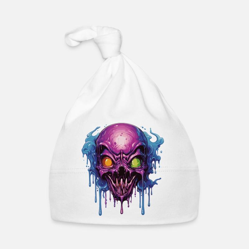 Psychedelic Skull in Purple and Blue Organic Baby Cap