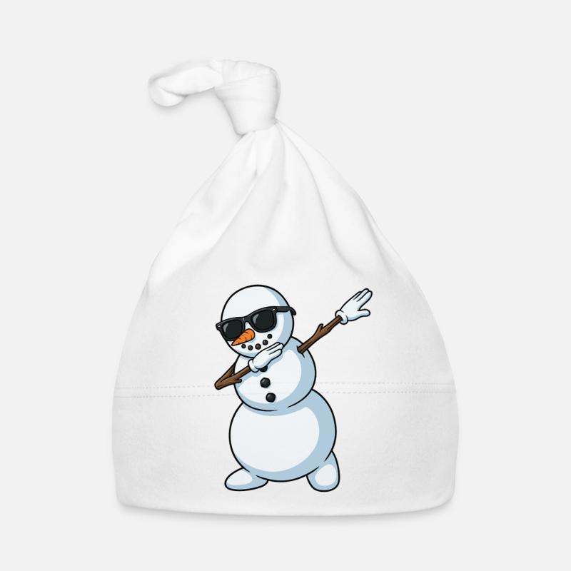 Dab Snowman Cartoon Organic Baby Cap