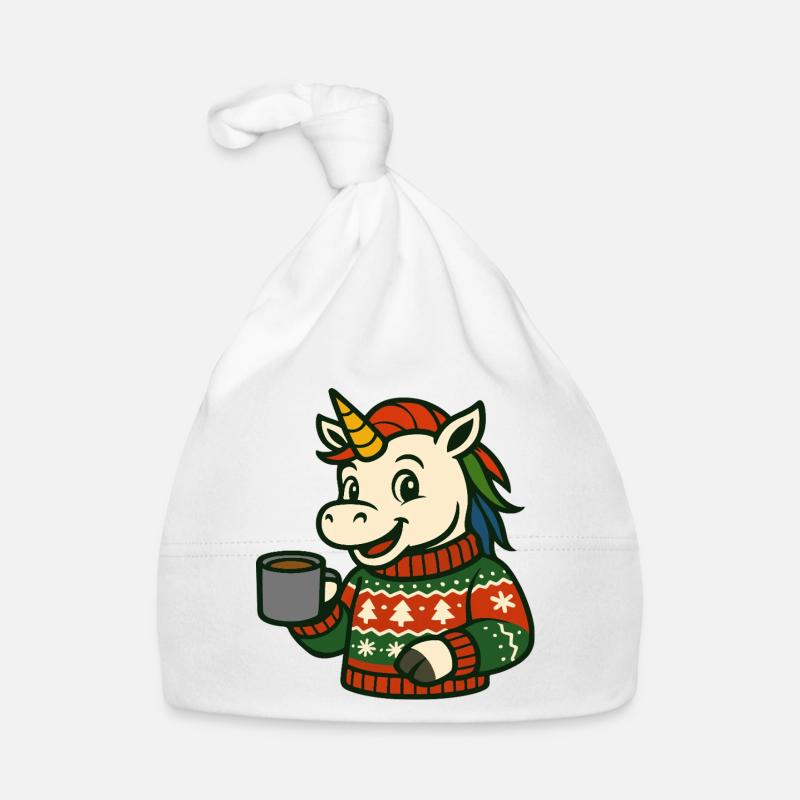 Einhorn Cozy Pullover Heißgetränk Feiertagskunst Baby Bio-Mütze