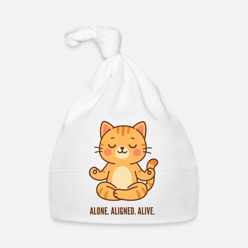 Alone Aligned Alive Meditating Cat Organic Baby Cap