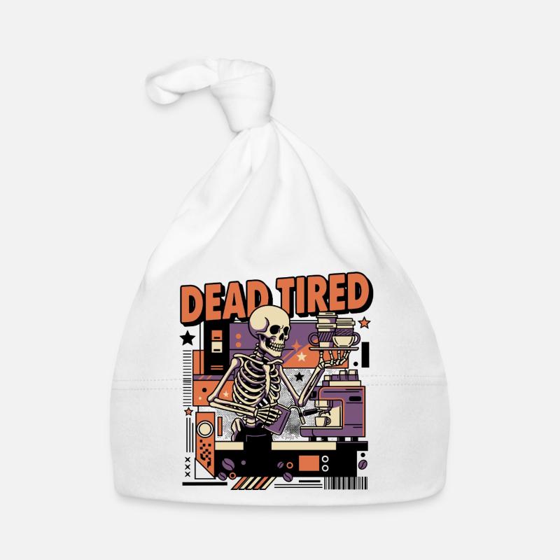 Totmüdes Kaffee-Skelett Küchen-Setting Baby Bio-Mütze