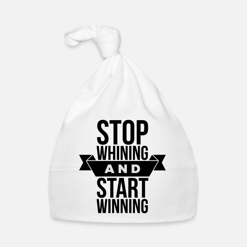 Stop Whining Start Winning - Motivation Black Organic Baby Cap