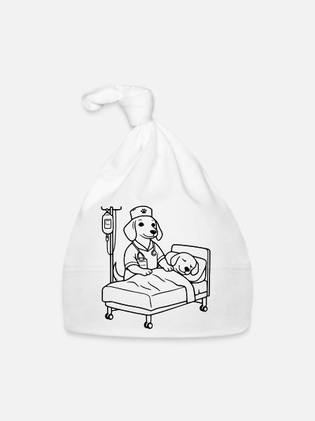 klinik hunde krankenpflege dog edition - Baby Bio-Mütze - Weiß - Vorne