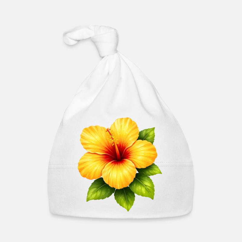 Hibiscus jaune aux feuilles vertes Bonnet bio Bébé