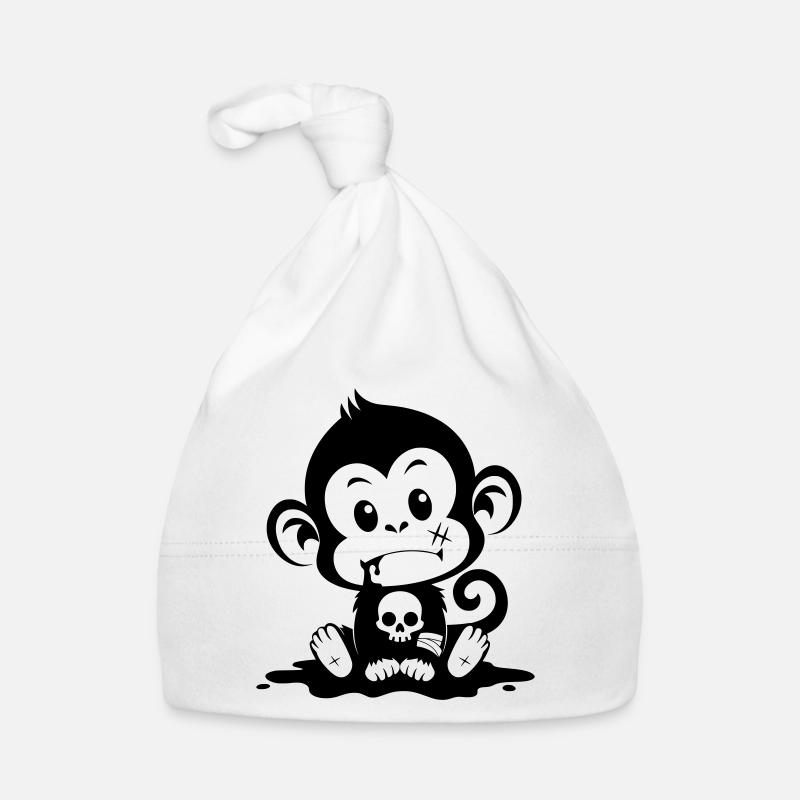 Singe mignon dans un style inquiétant Bonnet bio Bébé