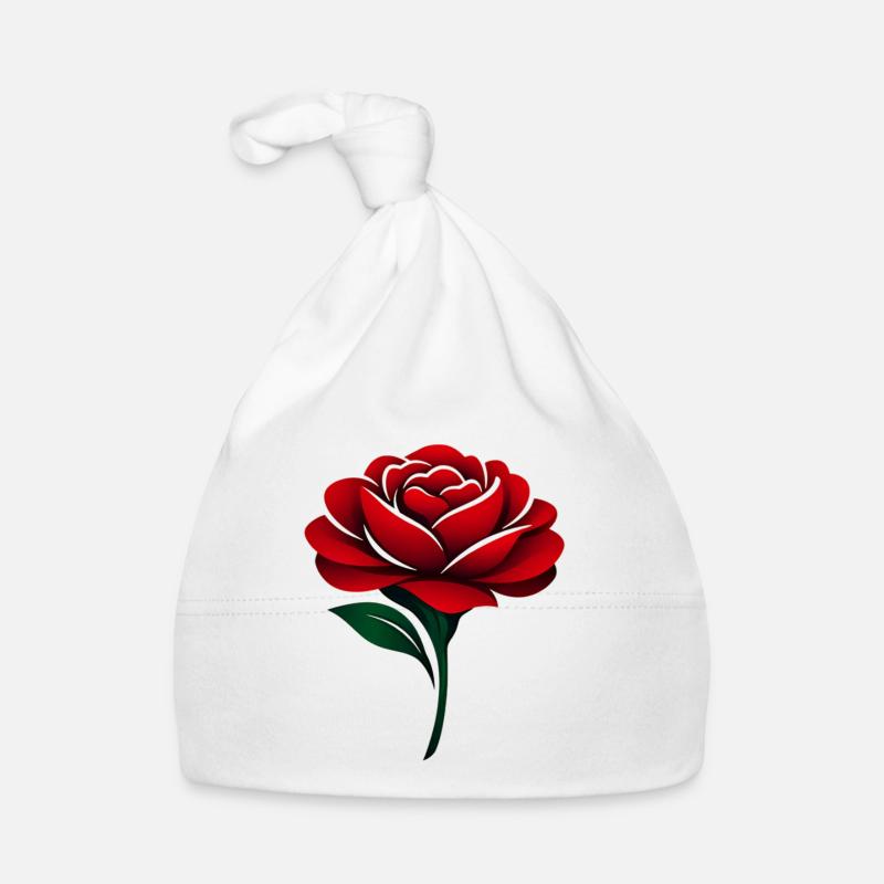 Red Rose Deep Red Blossoms Organic Baby Cap