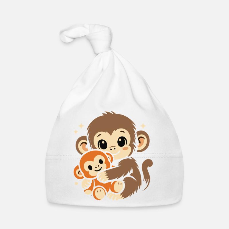 Punch Monkey Affe - Baby Bio-Mütze - Weiß