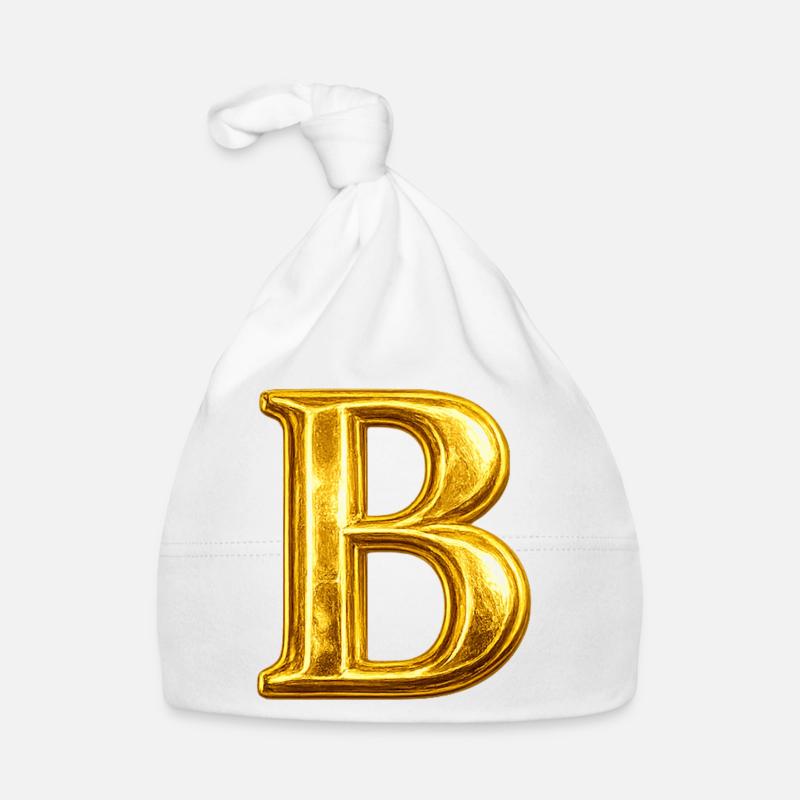 Gold 'B' Monogram Organic Baby Cap