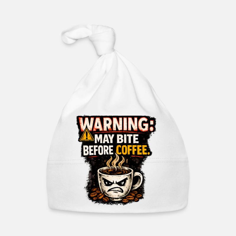 Warning May Bite Before Coffee Humor Baby Bio-Mütze