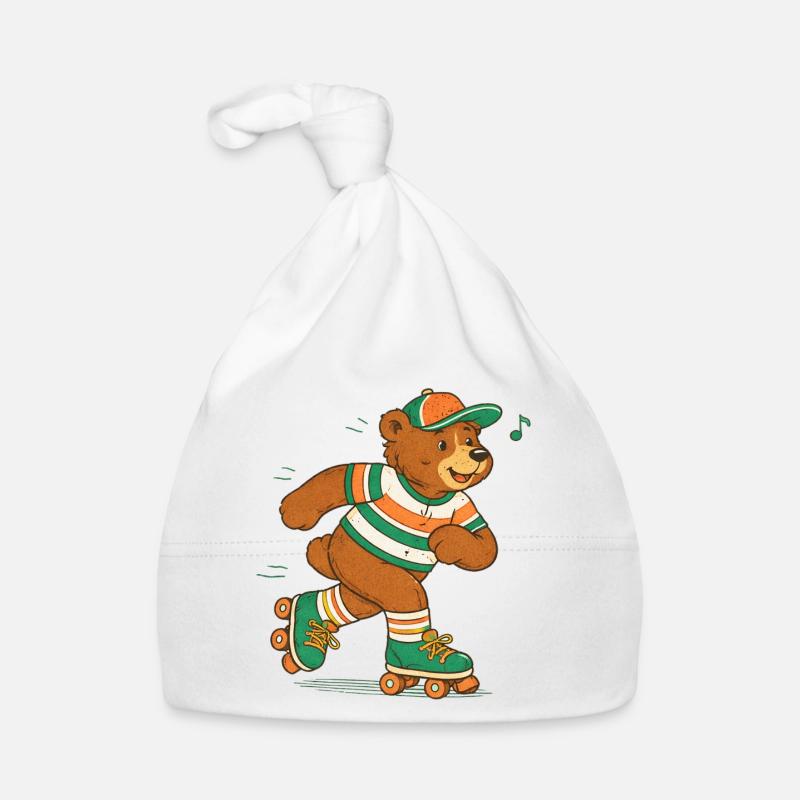 Retro Bear sur patins à roulettes Bonnet bio Bébé