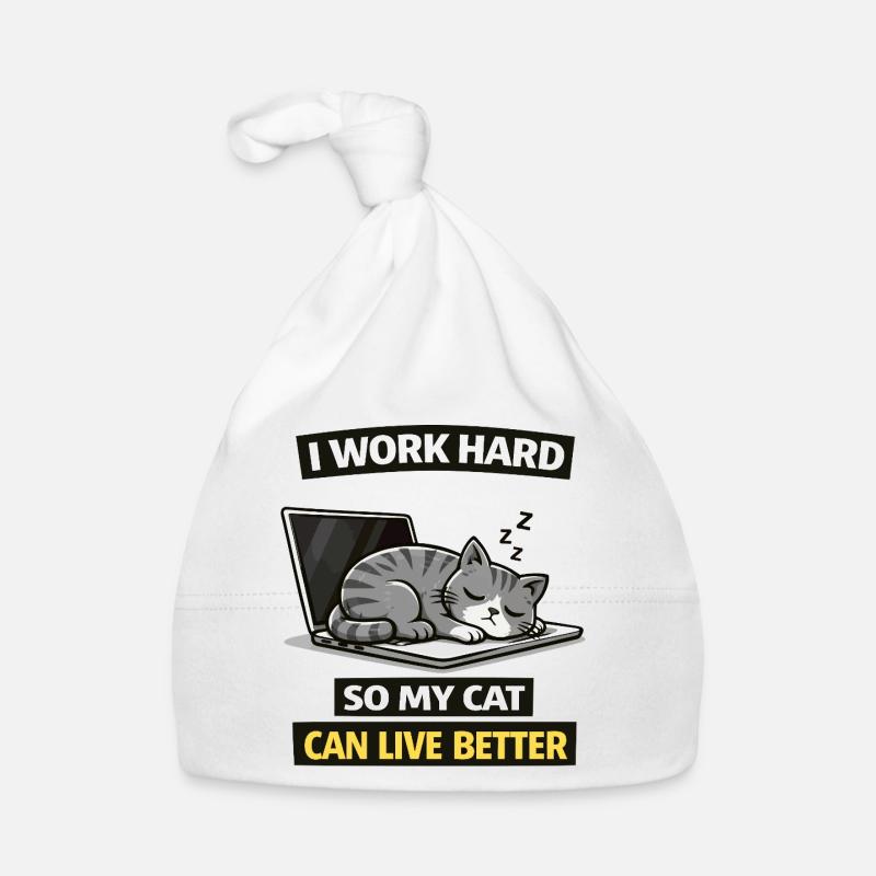 Mème drôle de chat au bureau – Je travaille dur Chat Bonnet bio Bébé