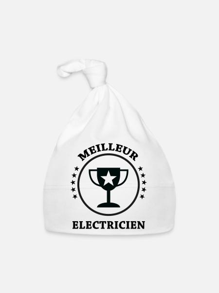 Meilleur Électricien : Le Trophée de la Qualité - Bonnet bio Bébé - blanc - Devant