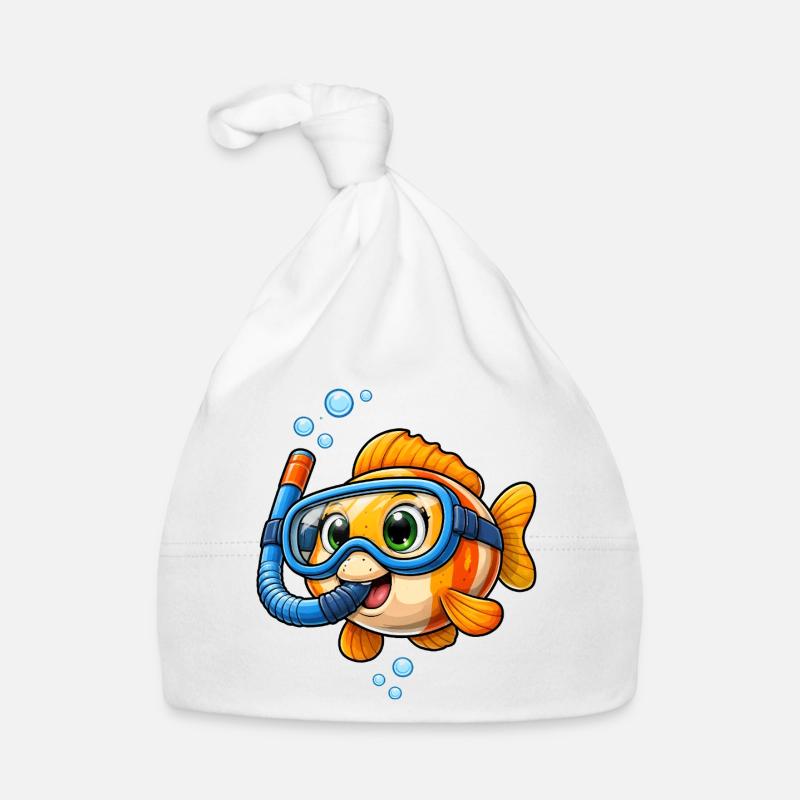 Dessin animé de poissons mignons avec plongée en apnéa Bonnet bio Bébé