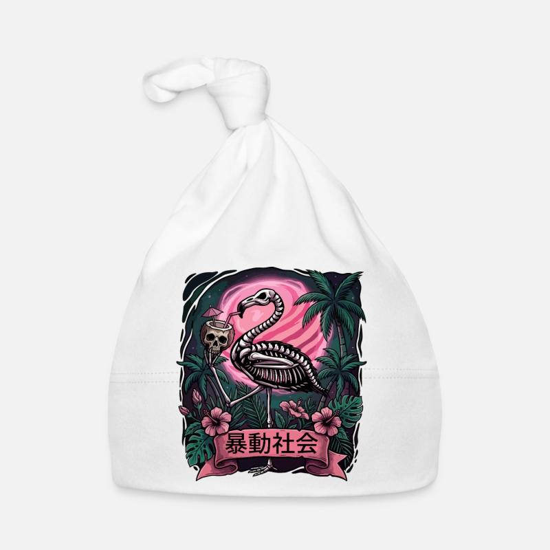 Neon Flamingo Skeleton in Jungle Organic Baby Cap