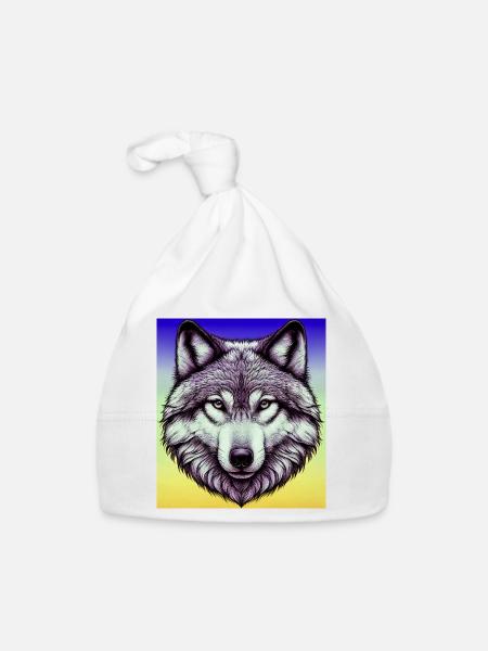 Wolf - Baby Bio-Mütze - Weiß - Vorne