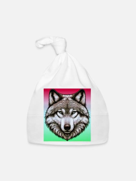 Wolf - Baby Bio-Mütze - Weiß - Vorne