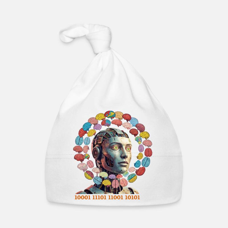 AI brain magic in colorful orbit Organic Baby Cap