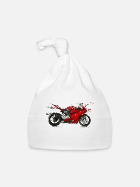 Red Motorcycle - Organic Baby Cap - white - Front