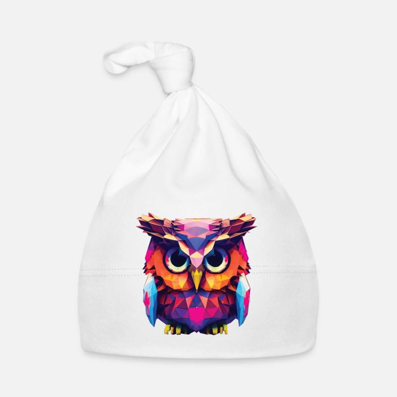 Eule Polygon Kauz farbenfroh Baby Bio-Mütze
