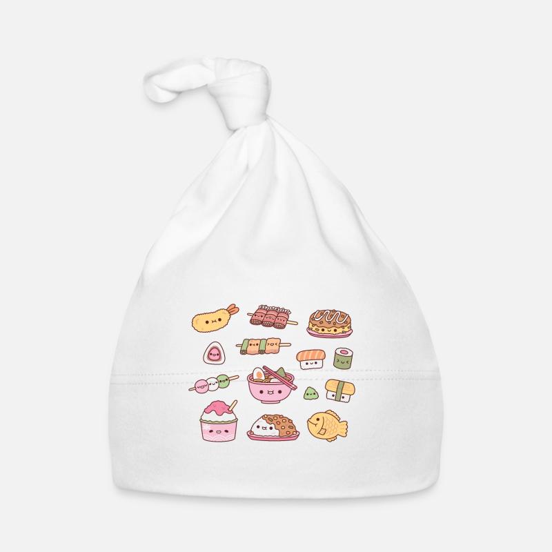 Mignon ensemble de nourriture japonaise Ramen, Sushi, curry et plus encore Bonnet bio Bébé