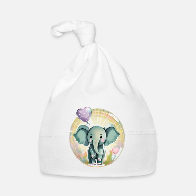 Baby Elefant mit Luftballon - Geschenkidee Baby Bio-Mütze
