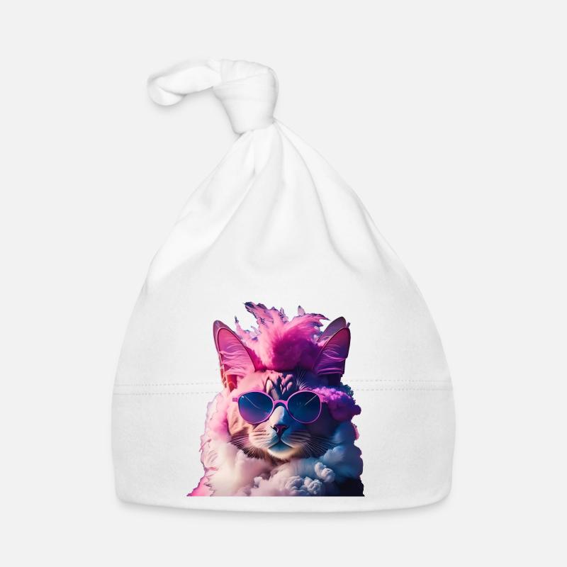 Colorful cat with mohawk gift idea Organic Baby Cap