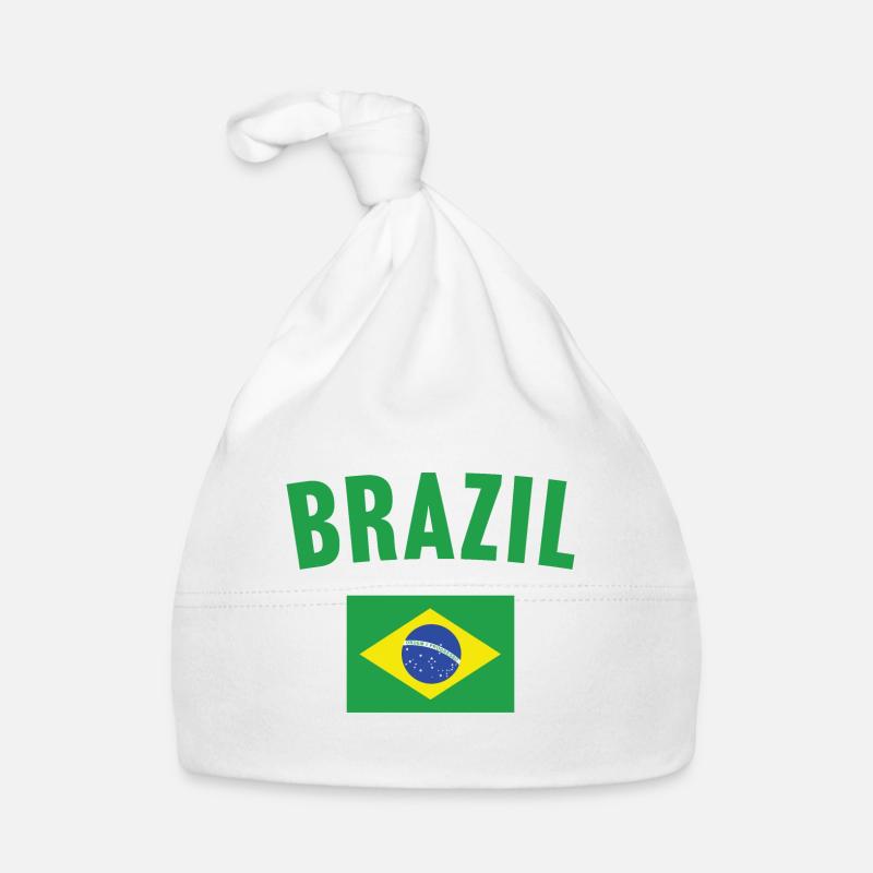 Drapeau du Brésil - Bonnet bio Bébé - blanc