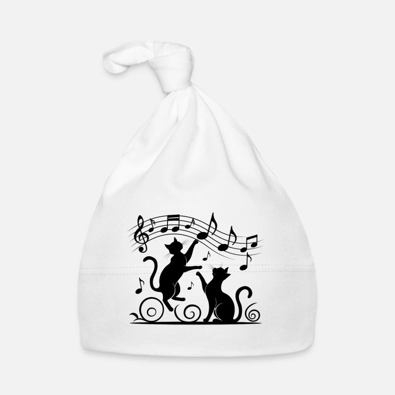 Schwarze Katzen Muster spielen mit Musiknote Baby Bio-Mütze