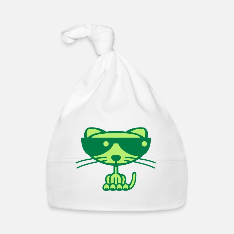 Cool Cat (color) - Organic Baby Cap - white