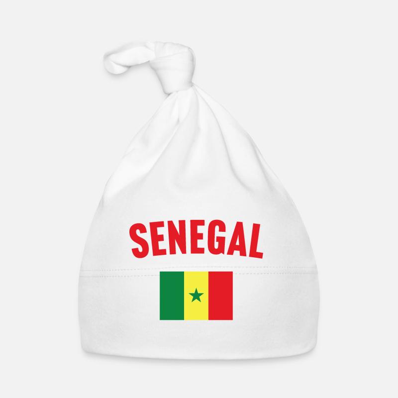 Drapeau du Sénégal - Bonnet bio Bébé - blanc